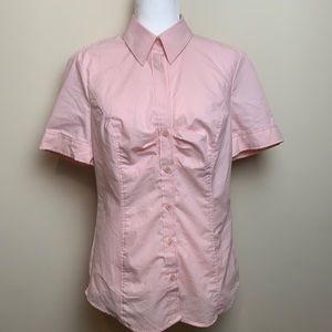 Ny & Co Peach & White Pinstriped Button Down